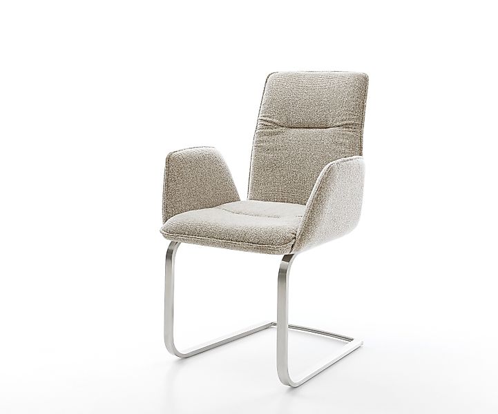 Freischwinger Vinja-Flex Webstoff Soft Beige Freischwinger flach Edelstahl günstig online kaufen