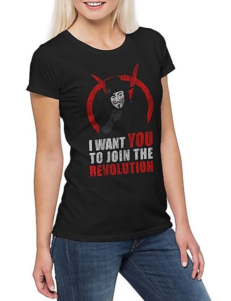 Urban Backwoods Print-Shirt Join The Revolution Damen T-Shirt Anonymous Guy günstig online kaufen