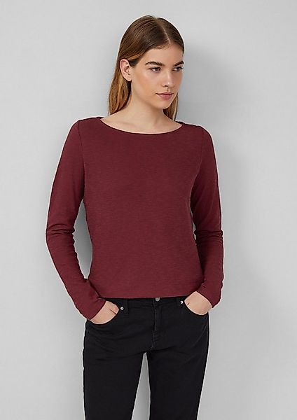 s.Oliver Langarmshirt T-Shirt Slim-Fit-Longsleeve aus Baumwollslub mit U-Bo günstig online kaufen
