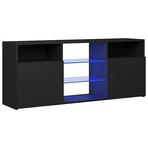 vidaXL TV-Schrank TV-Schrank mit LED Leuchten Schwarz 120x30x50 cm Lowboard günstig online kaufen