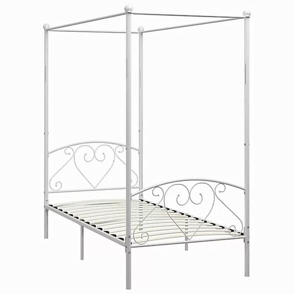 furnicato Bettgestell Himmelbett-Gestell Weiß Metall 100 x 200 cm (1-tlg) günstig online kaufen