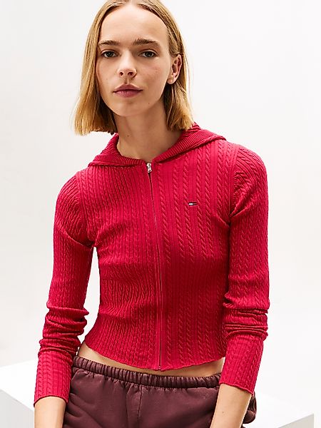Tommy Jeans Strickjacke "TJW ESSENTIAL ZIPPER HOOD CARDI", mit Zopfstrickmu günstig online kaufen
