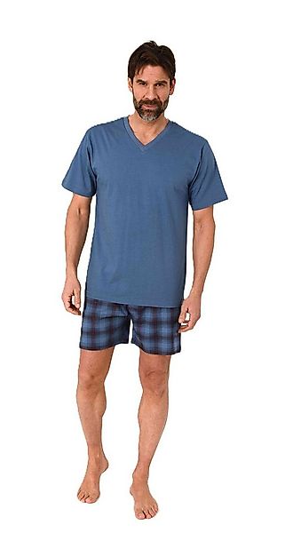 Normann Pyjama Normann Herren kurzarm Schlafanzug Shorty mit karierter Hose günstig online kaufen