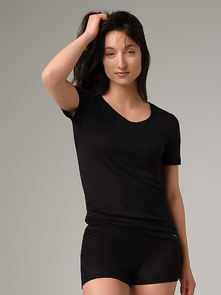 COMAZO Kurzarmshirt aus Merinowolle-Seide unifarben günstig online kaufen