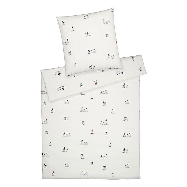 Elegante Flanell Bettwäsche Pinguin Party 26007-0 Schneeweiß 135x200 günstig online kaufen