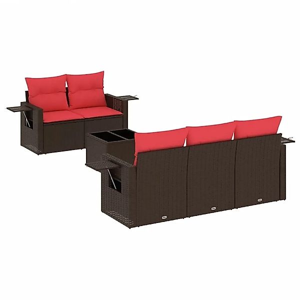 vidaXL 6-Tlg Gartensofa-Set mit Kissen Braun Polyrattan 3219903 günstig online kaufen