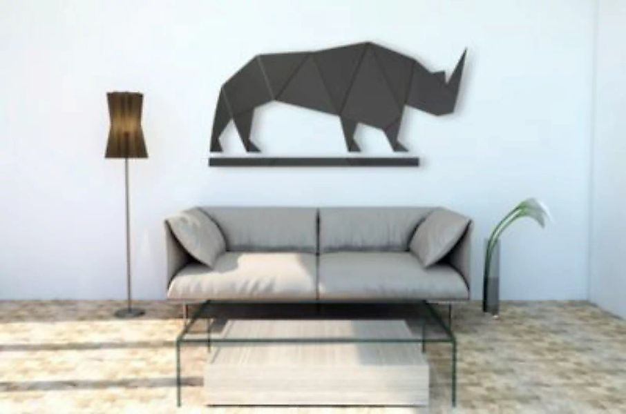 SIBAL Design.Home "Wanddekor Low Poly Silhouette ""Nashorn""" schwarz günstig online kaufen