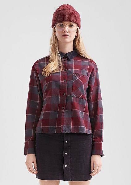 QS Langarmbluse Flanell-Karobluse mit Cordkragen günstig online kaufen