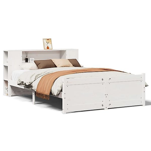 vidaXL Massivholzbett mit Regal ohne Matratze Weiß 160x200 cm Kiefer 332244 günstig online kaufen