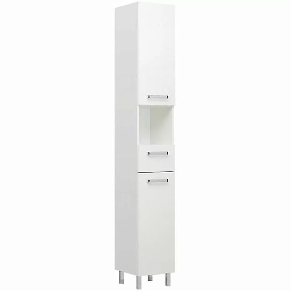 Lomadox Badmöbel Hochschrank WARSCHAU-66 Badezimmerschrank in weiß glänzend günstig online kaufen