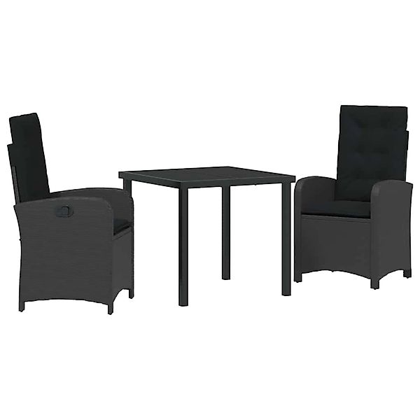 vidaXL Garten Essgruppe 3-Tlg Schwarz Poly Rattan 3380260 günstig online kaufen