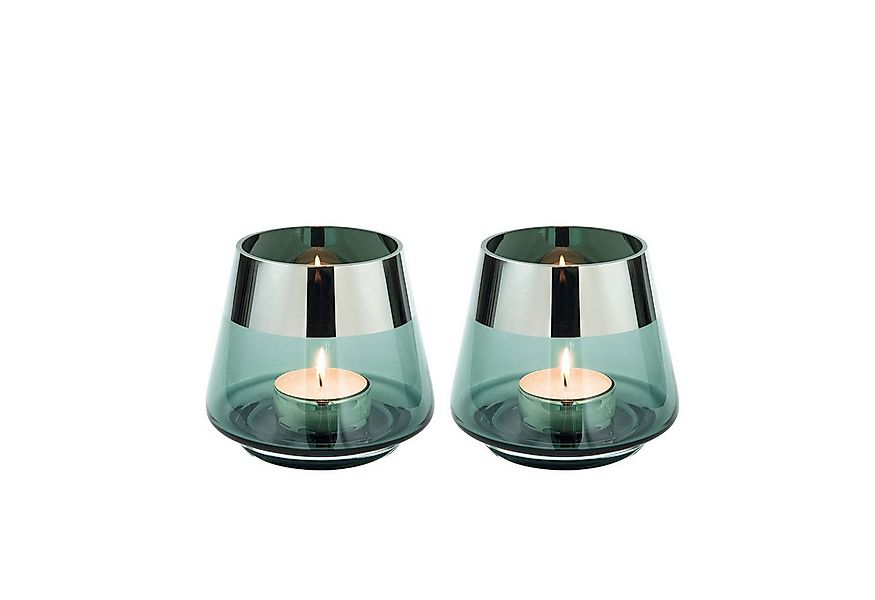 Fink Teelichthalter JONA Teelichthalter - H.9cm x D.11cm - Glas - silberfar günstig online kaufen