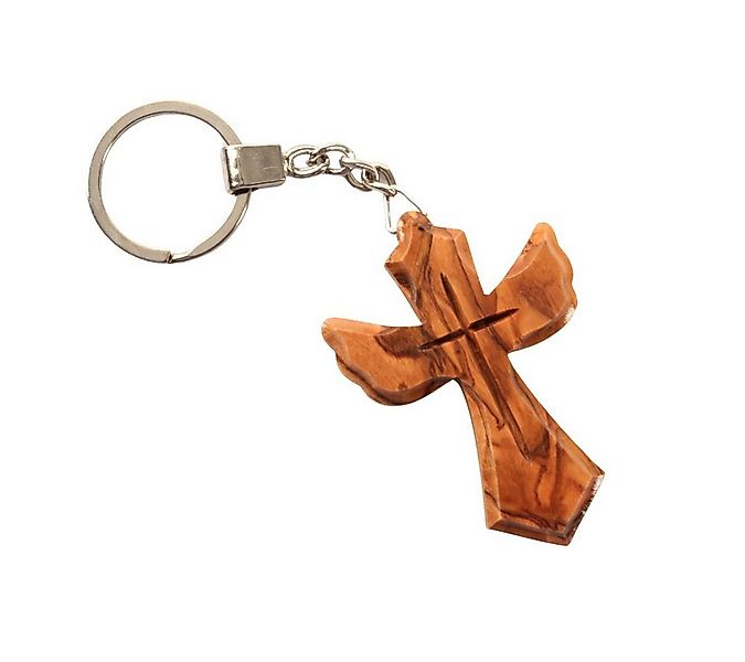 Kassis Schlüsselanhänger Schlüsselanhänger mit Kreuz in Engelsform aus Oliv günstig online kaufen