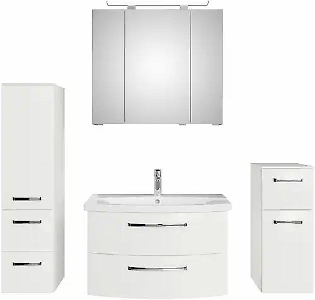 Saphir Badmöbel-Set »Serie 4010 4-teilig Keramik-Waschtisch mit LED-Spiegel günstig online kaufen
