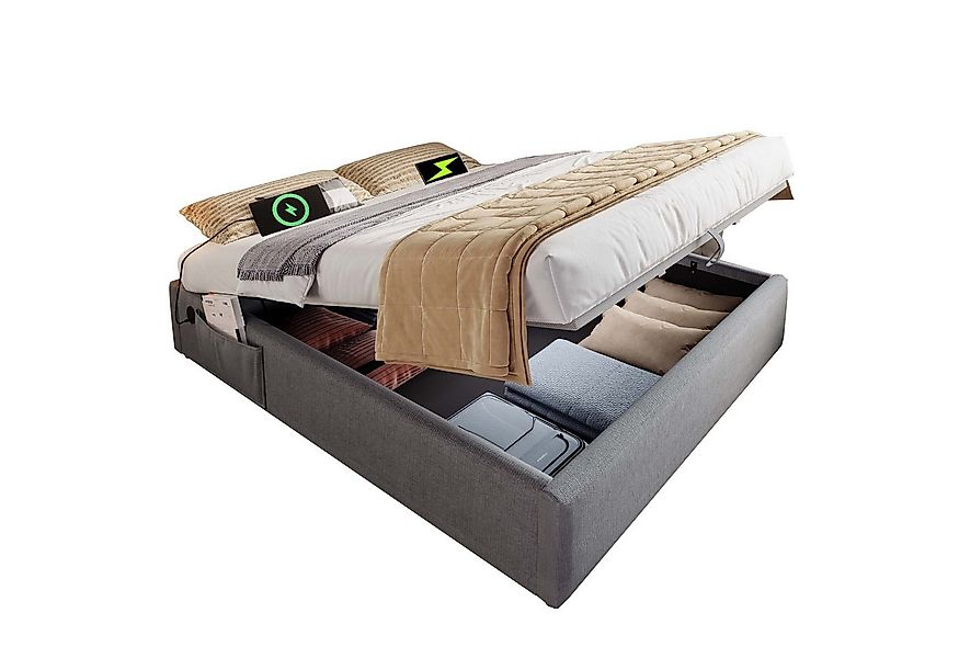 REDOM Polsterbett Ohne Kopfteil (Funktionsbett, Struraumbett Hydraulisch mi günstig online kaufen