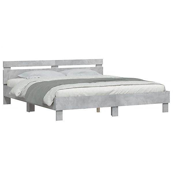 vidaXL Bettgestell mit Kopfteil und LED-Beleuchtung Betongrau 3207528 günstig online kaufen