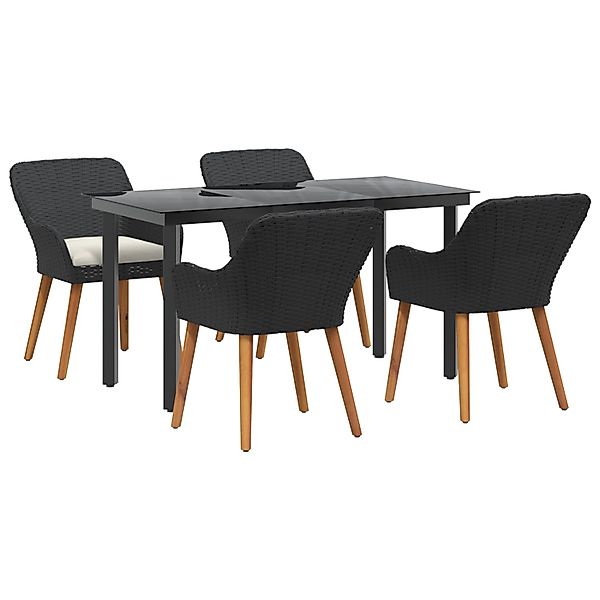 vidaXL 5-Teiliges Garten Essgruppe Schwarzer Poly-Rattan 3261672 günstig online kaufen