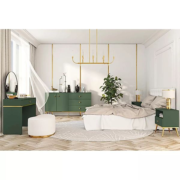Schlafzimmer Set, 4-teilig, FASANO-131, in grün mit Schminktisch, Kommode & günstig online kaufen