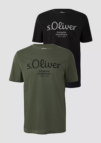 s.Oliver T-Shirt Casual (2-tlg) mit Rundhals-Ausschnitt, kurzarm, Logo-Aufd günstig online kaufen