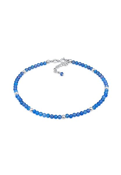 Elli Fußkette Achat Perlen Blau Sommer günstig online kaufen