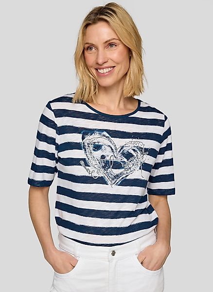 Rabe T-Shirt, in Streifen-Optik und mit Glitezr-Print günstig online kaufen