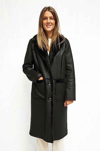 FUNK since 1776 Lederimitatmantel stylisch lang mit Reverskragen aus Fellim günstig online kaufen