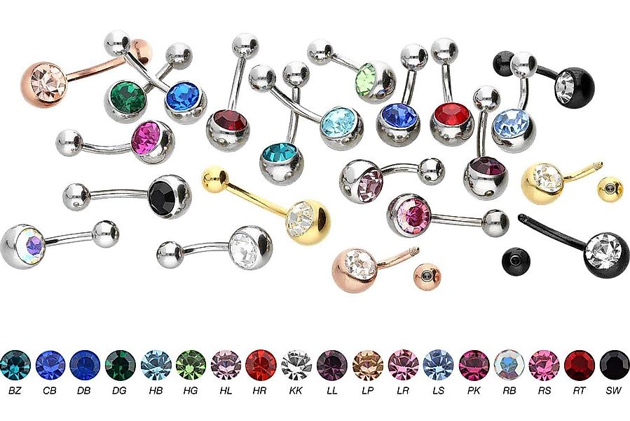 PIERCINGLINE Bauchnabelpiercing Chirurgenstahl Bananabell KRISTALL (Bananab günstig online kaufen