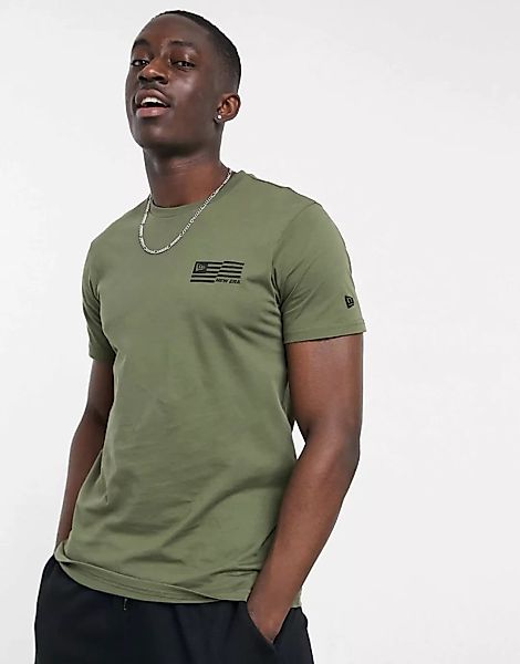 New Era – Outdoor – Utility-T-Shirt in Khaki mit Print am Rücken-Grün günstig online kaufen