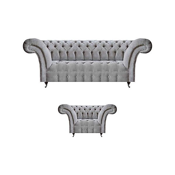 JVmoebel Chesterfield-Sofa Chesterfield Sofa Komplett Luxus Sessel Polsterm günstig online kaufen