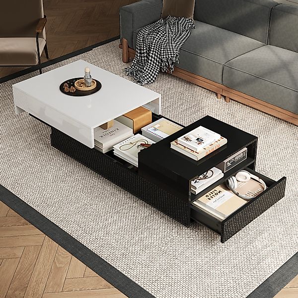 HAUSS SPOLE Couchtisch mit Schublade,Hochglanz-Sofatisch Wohnzimmertisch günstig online kaufen