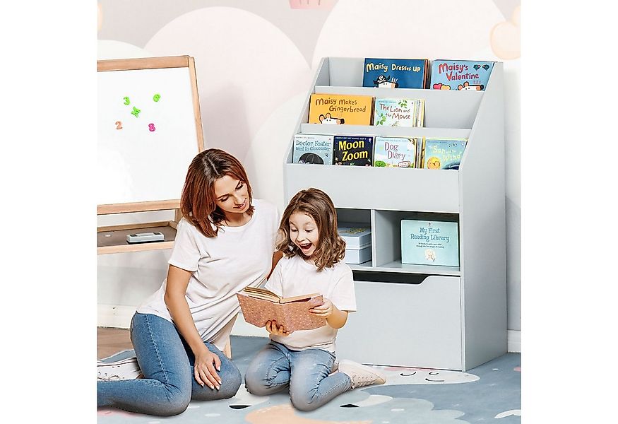 HOMCOM Kinderregal mit Schublade, 3 Ablagefächern und 2 offenen Fächern, Au günstig online kaufen