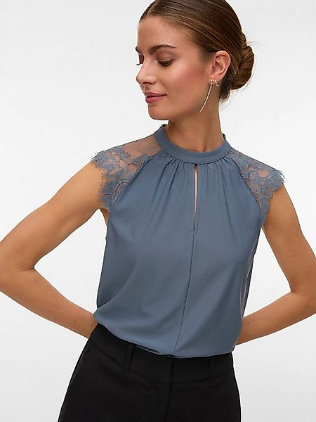 Vero Moda Spitzentop VMMILLA SL LACE TEE Materialmix, regular fit günstig online kaufen