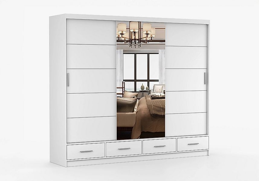 imoebel24 Schwebetürenschrank FLORENCE 250 cm - Weiss / Weiss günstig online kaufen