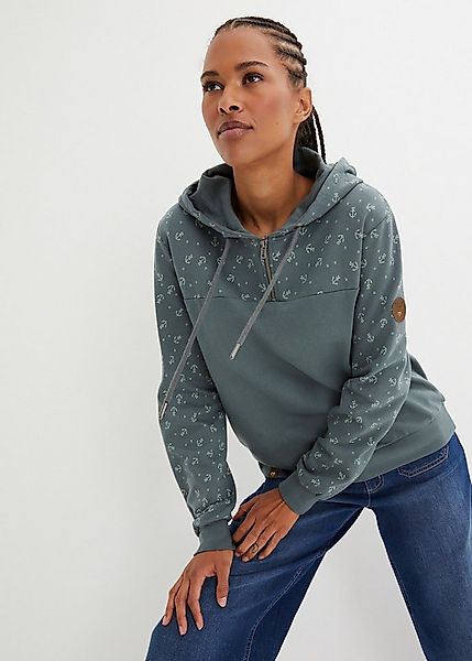 bonprix Hoodie mit maritimem Muster, Anker-Motiven günstig online kaufen