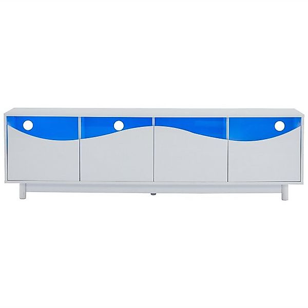 Gotagee TV-Schrank Gebogener Lagerschrank 175 x 38 x 51cm Weißer Hochglanzs günstig online kaufen
