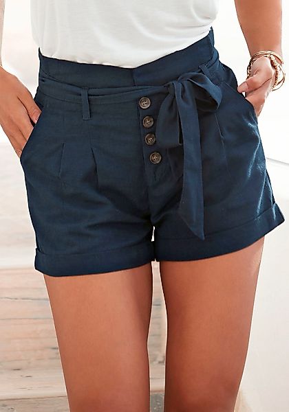 LASCANA Shorts und Knopfleiste, kurze Hose, Leinenhose, Sommerhose günstig online kaufen