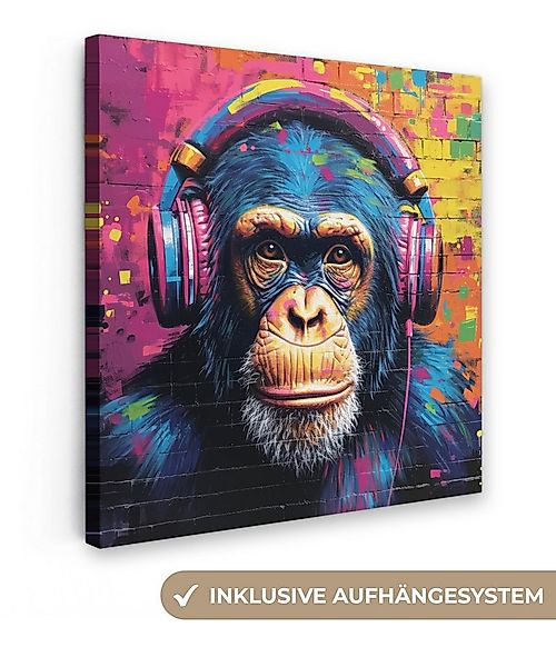 OneMillionCanvasses® Leinwandbild Graffiti - Schimpanse - Straßenkunst - Ko günstig online kaufen