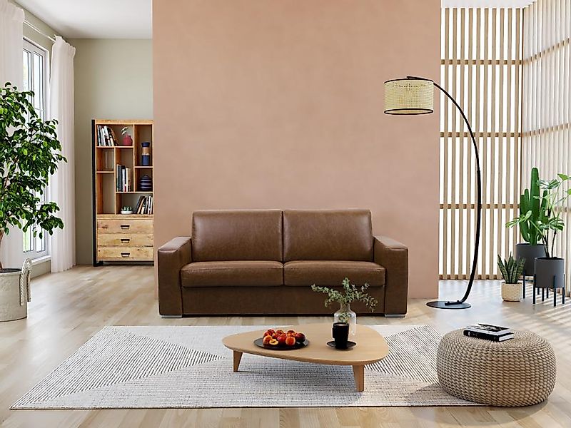 Schlafsofa mit Matratze 4-Sitzer - 100 % Büffelleder - Vintage-Optik - Kara günstig online kaufen