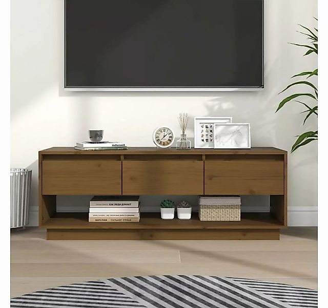 furnicato TV-Schrank Honigbraun 110,5x34x40 cm Massivholz Kiefer günstig online kaufen