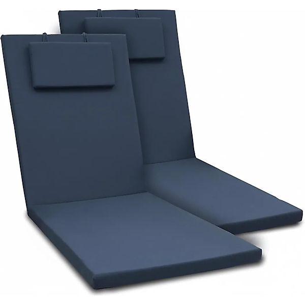 Beautissu 2er Set Gartenliege Auflage Loft RL 200x60x5cm Dunkelblau günstig online kaufen
