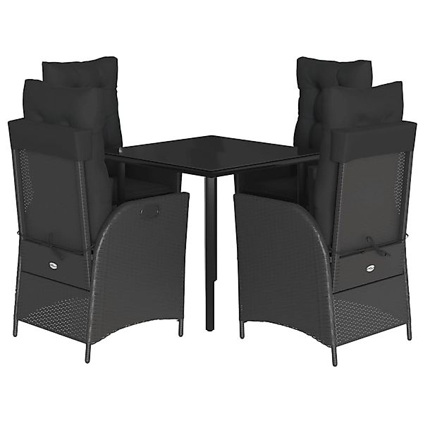 vidaXL 5-Tlg Garten-Essgruppe mit Kissen Schwarz Poly Rattan 3213185 günstig online kaufen