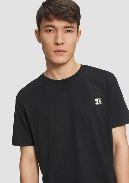 s.Oliver T-Shirt mit Metallic-Print Rundhals, kurzarm günstig online kaufen
