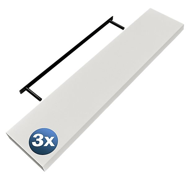 Wandregal Schweberegal 110cm 3er-Set Weiß + Halterung günstig online kaufen