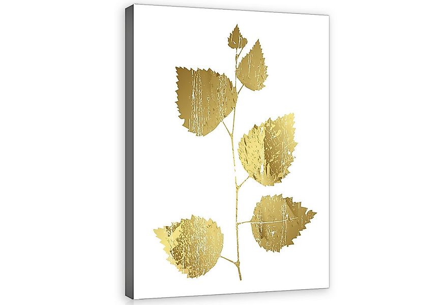 Wallarena Leinwandbild Blatt Gold Glamour Kunst Wandbild XXL Leinwandbilder günstig online kaufen