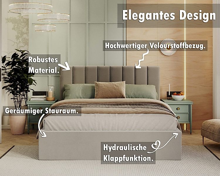 thematys Polsterbett Bett Stauraumbett Velours 90x200, günstig online kaufen