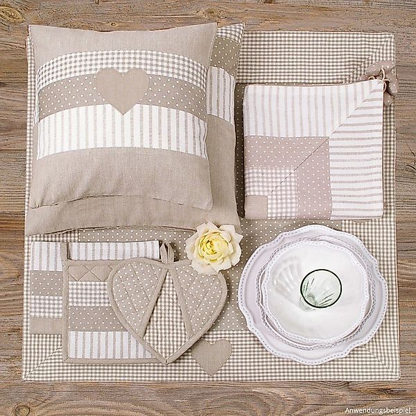 matches21 HOME & HOBBY Tischdecke Tischdecke LINA Landhaus Herz beige, 100 günstig online kaufen