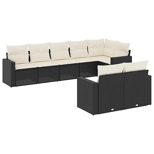 vidaXL 8-Tlg Garten-Sofagarnitur mit Kissen Schwarz Poly Rattan 3251553 günstig online kaufen