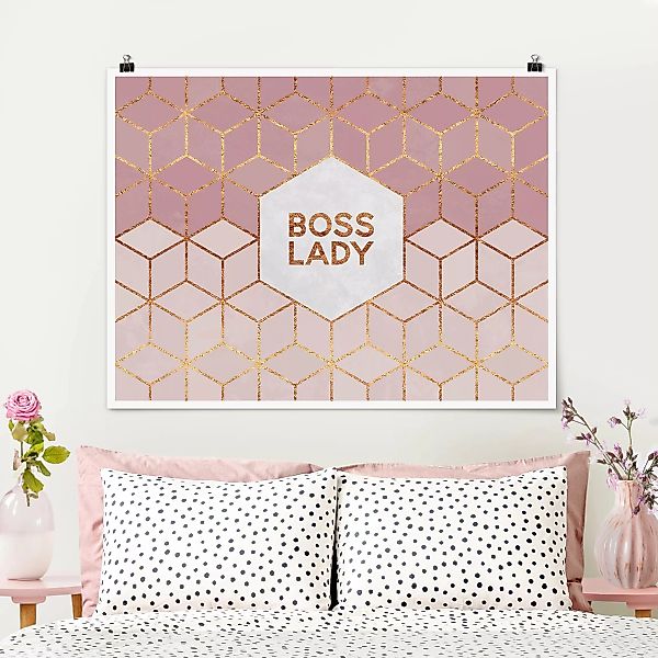 Poster Abstrakt - Querformat Boss Lady Sechsecke Rosa günstig online kaufen