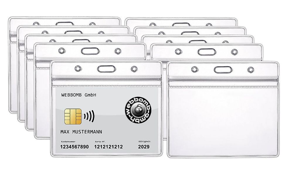 WEBBOMB Schlüsselanhänger 5x Ausweishülle ZIP Kartenhalter flexibel & wasse günstig online kaufen