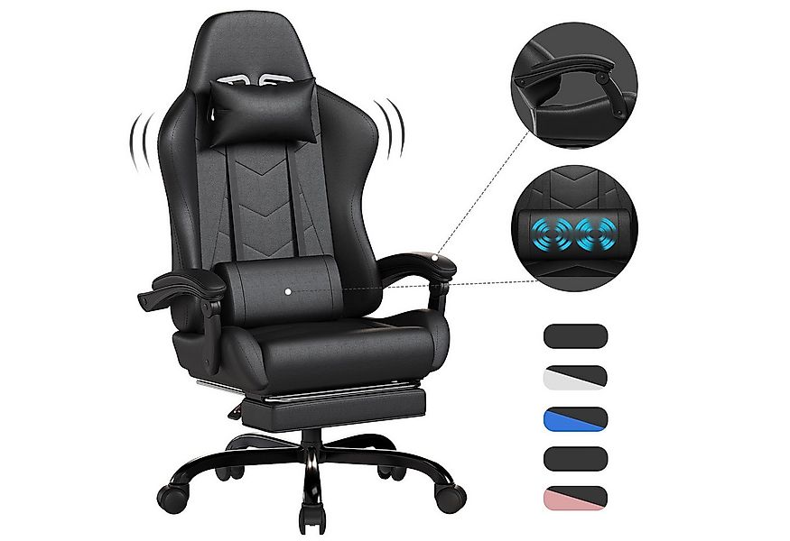 HOMALL Gaming-Stuhl Massage Gaming Stuhl mit Fußstütze 90-135° Rückenlehne günstig online kaufen